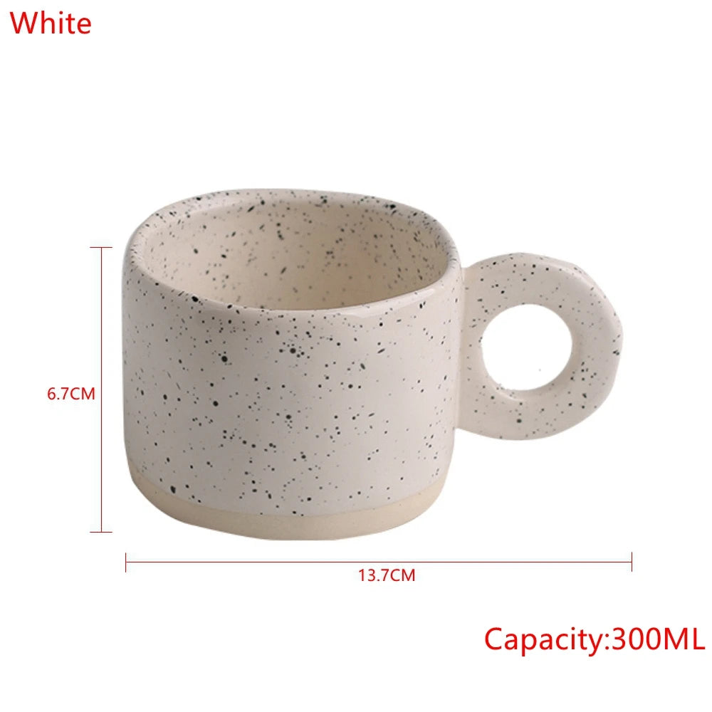 300ML Creative Ring Handle Ceramic Mug Milk Coffee Cup Office Home