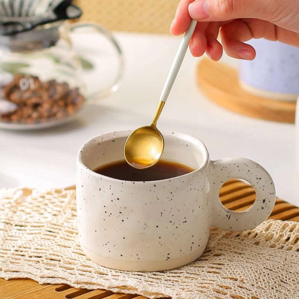 300ML Creative Ring Handle Ceramic Mug Milk Coffee Cup Office Home