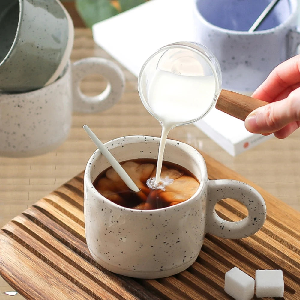 300ML Creative Ring Handle Ceramic Mug Milk Coffee Cup Office Home