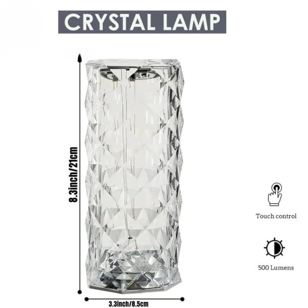 Diamond Rose Crystal Lamp Bedside Acrylic Usb Rechargeable Table Lamp