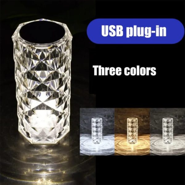 Diamond Rose Crystal Lamp Bedside Acrylic Usb Rechargeable Table Lamp