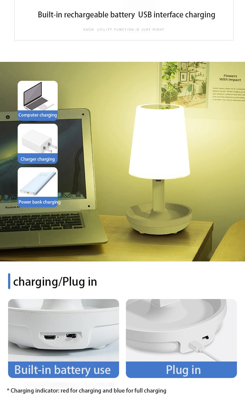 Led Table Lamp Usb Rechargeable Light Wireless Remote Desk