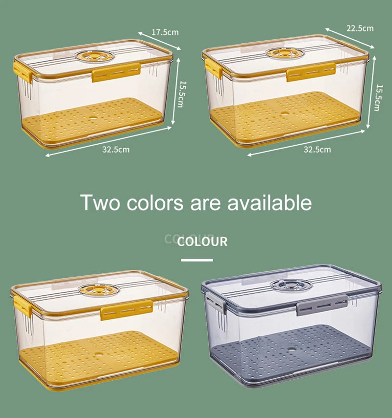 Kitchen Refrigerator Storage Box, Food Grade, PET Plastic, Transparent