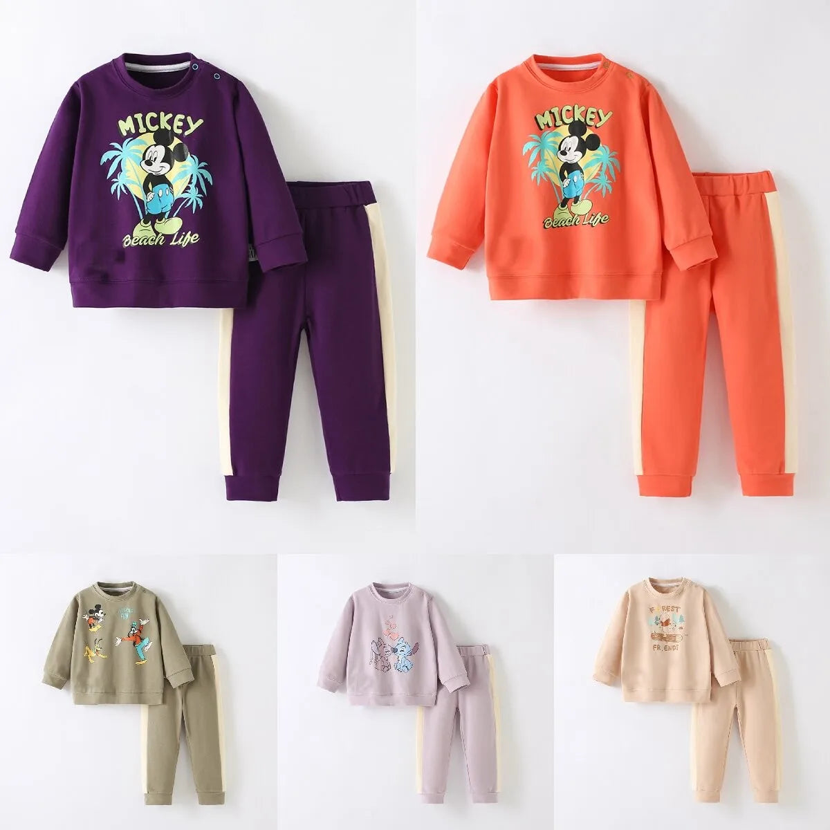 Mickey Printed Children's Long Sleeve Suit Sweatshirt + Trousers