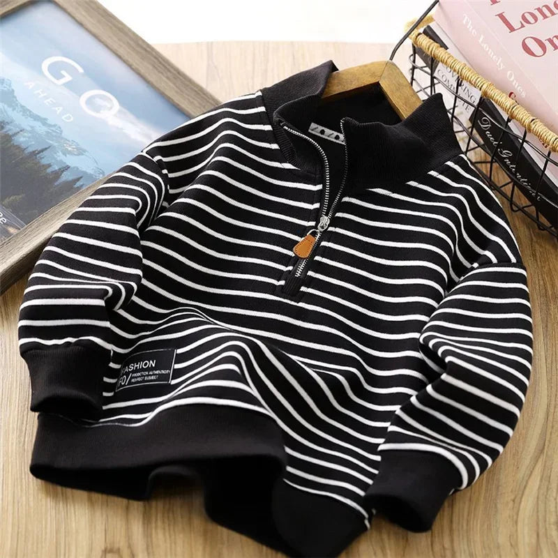 Boys Stripes Sweatshirt Coats Spring Autumn Girls Casual