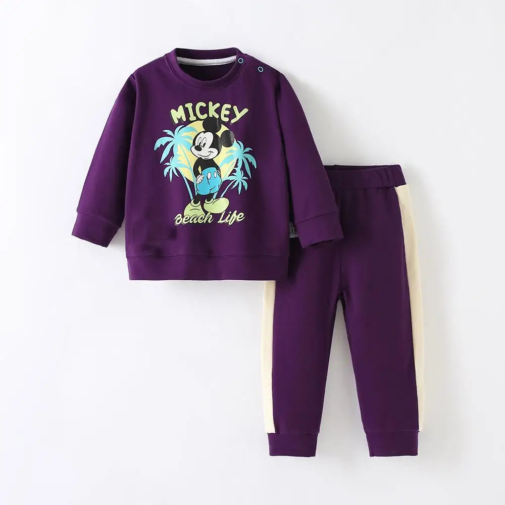 Mickey Printed Children's Long Sleeve Suit Sweatshirt + Trousers