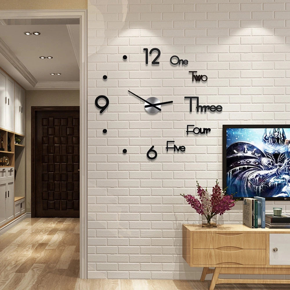 3D Wall Clocks Luminous DIY Acrylic Mirror Wall Stickers for Home