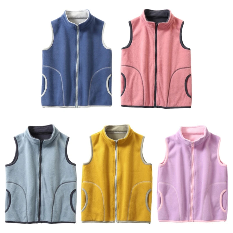 Children Warm Thicken Vest Solid Baby Waistcoat Fleece Kids