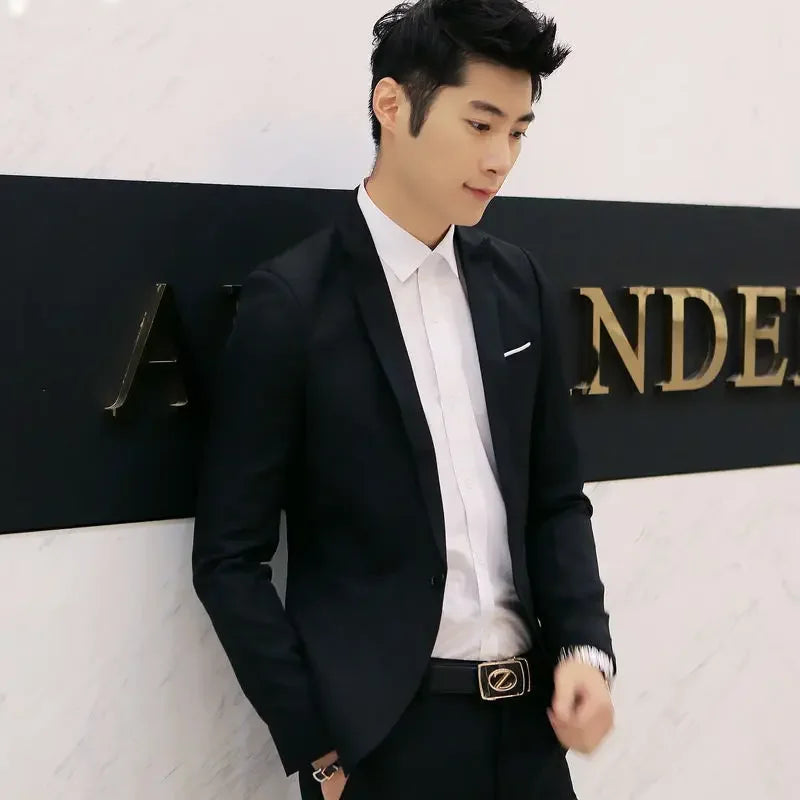 New Casual Western-style Men's Blazer Slim Fit Korean Fashion