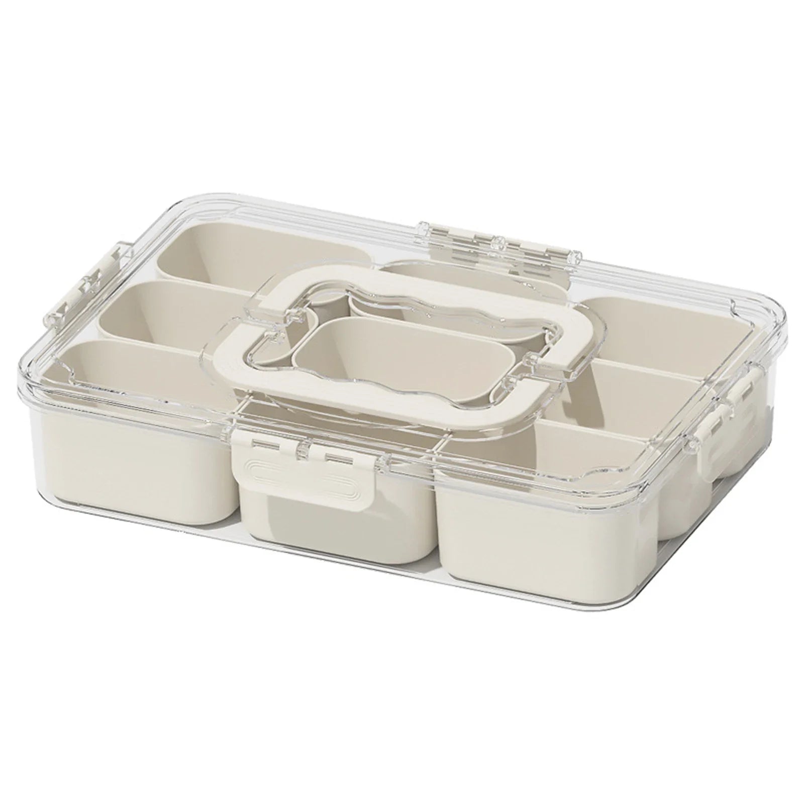 Plastic Clear Seasoning Box 6-Cell/9-Cell Lids Handle Divided