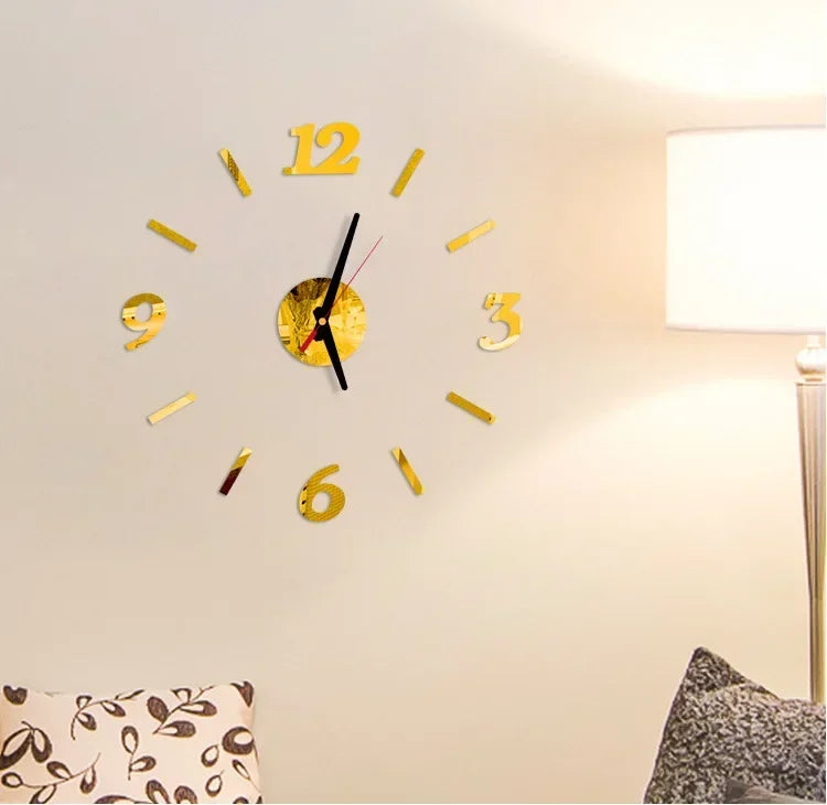 3D Wall Clocks Luminous DIY Acrylic Mirror Wall Stickers for Home