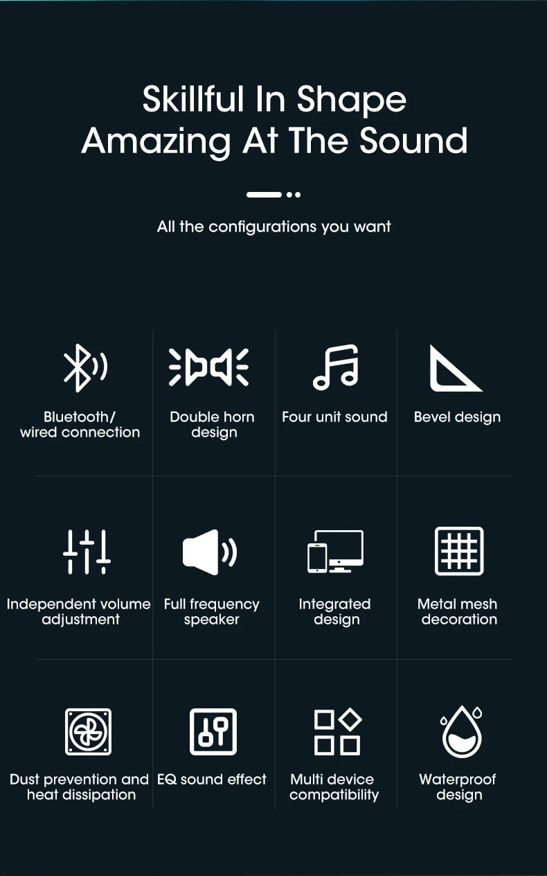 PC Soundbar Wired and Wireless Bluetooth Speaker USB