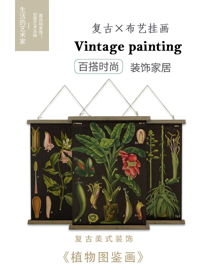 Botanical Flower Decoration Painting Old Craft Painting Living Room