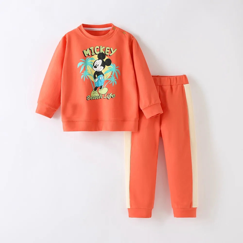 Mickey Printed Children's Long Sleeve Suit Sweatshirt + Trousers