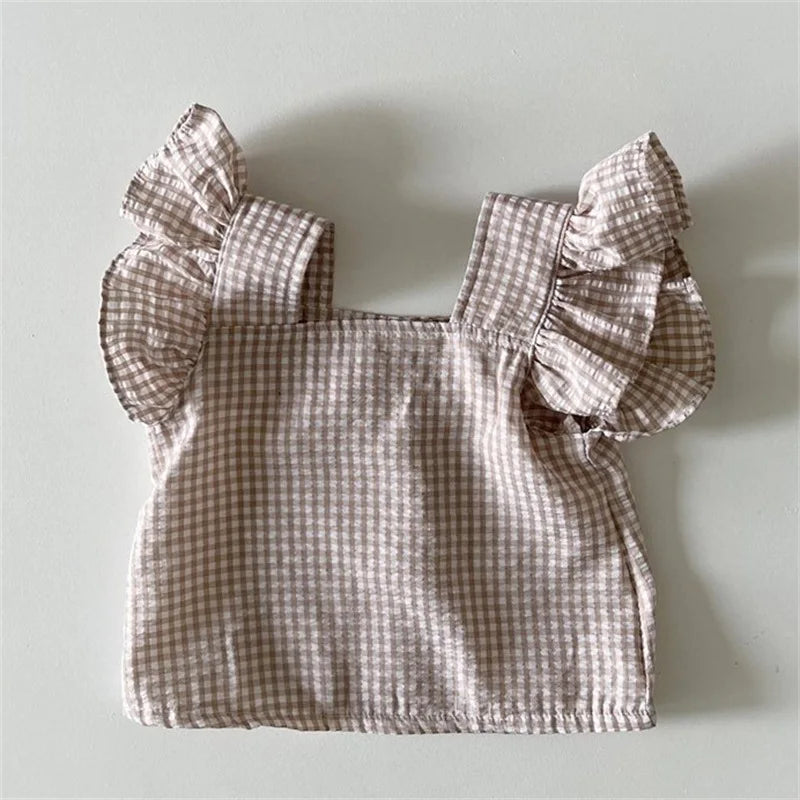 Summer Baby Girls Plaid Clothes Outfits Casual Sleeveless Tops