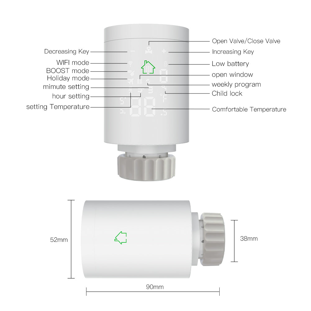 MOES ZigBee3.0 Radiator Actuator Programmable Thermostatic