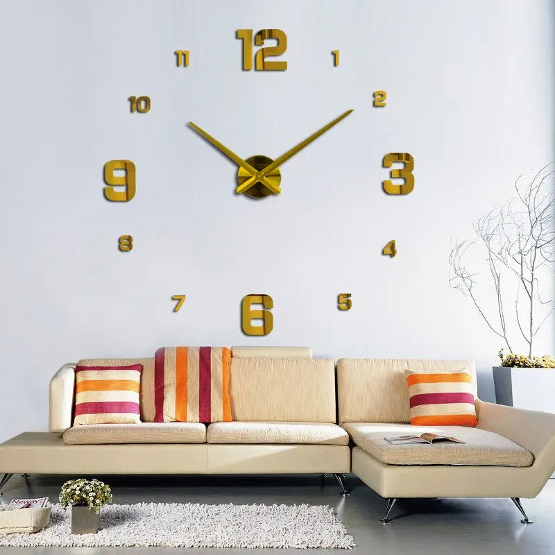 3D Wall Clocks Luminous DIY Acrylic Mirror Wall Stickers for Home