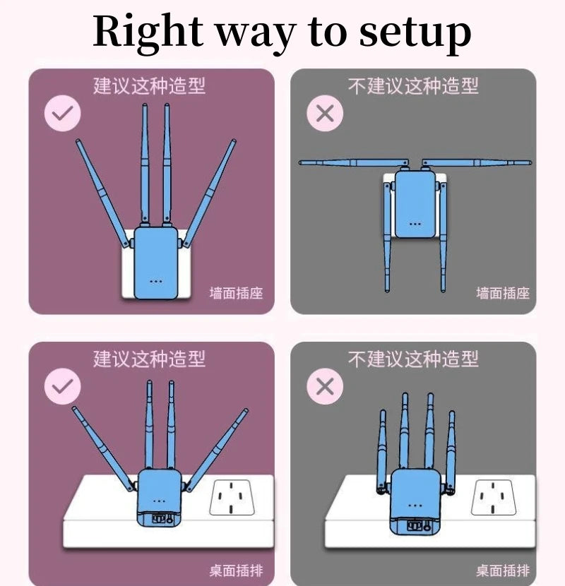 WiFi Repeater 1200Mbps WiFi Signal Booster Dual Band 2.4G 5G