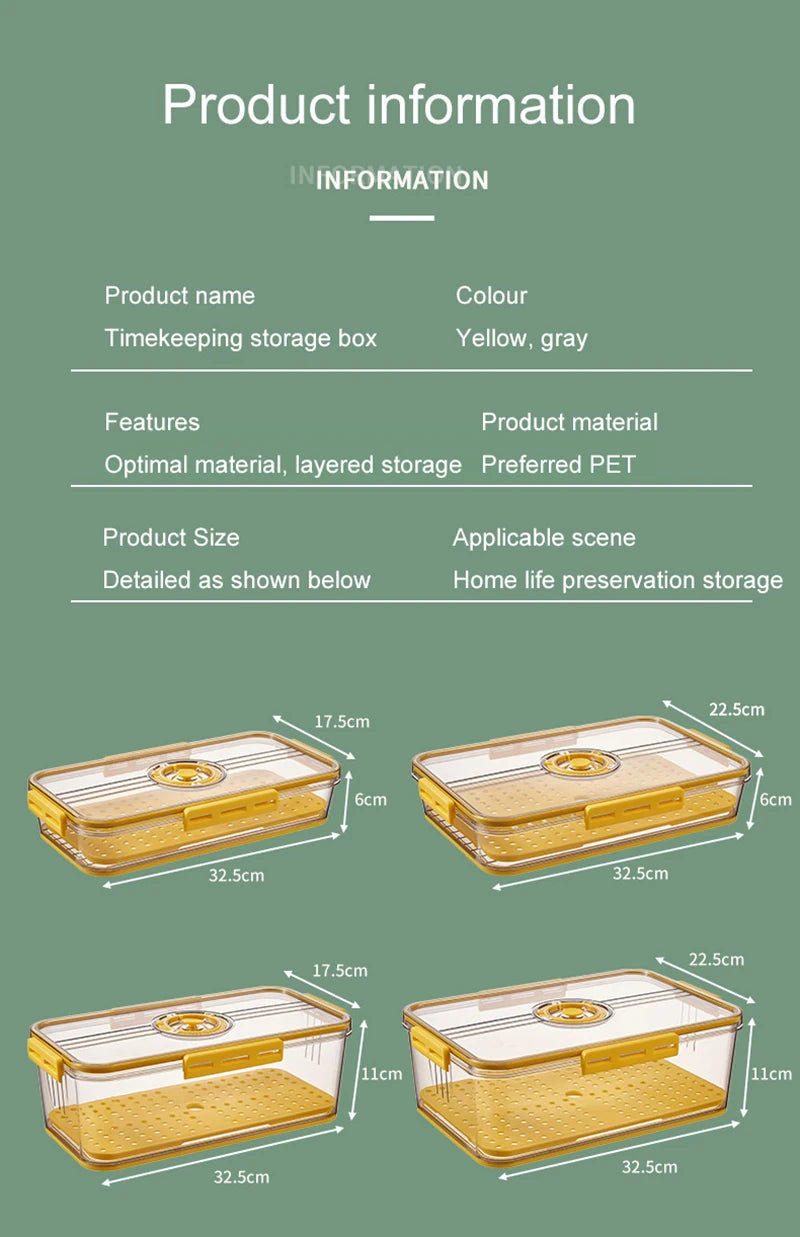 Kitchen Refrigerator Storage Box, Food Grade, PET Plastic, Transparent