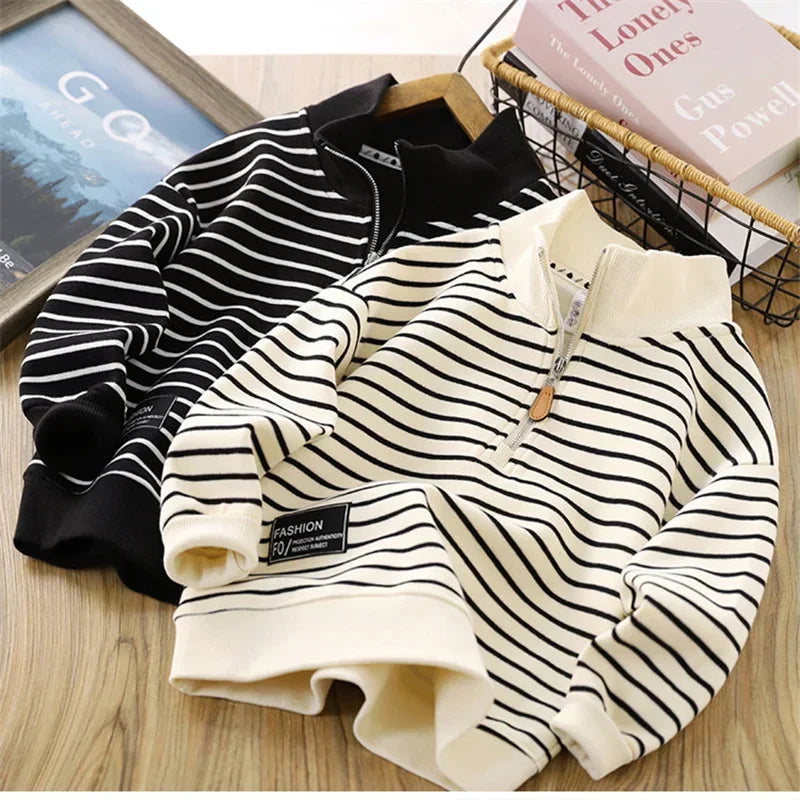 Boys Stripes Sweatshirt Coats Spring Autumn Girls Casual