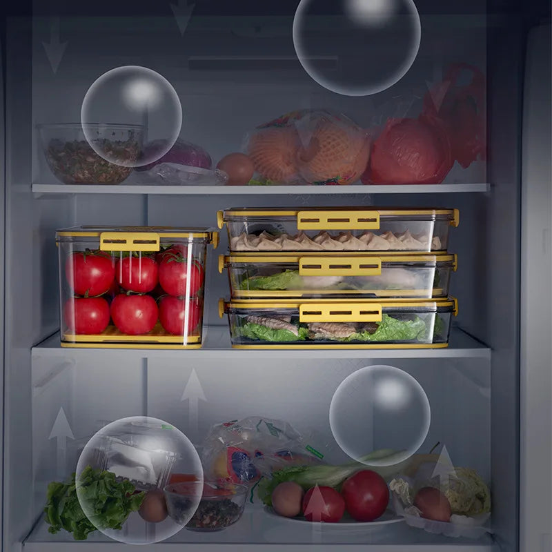 Kitchen Refrigerator Storage Box, Food Grade, PET Plastic, Transparent