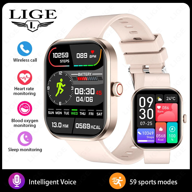 LIGE Fashion Women Smart Watch For Men 2.01-inch HD Large