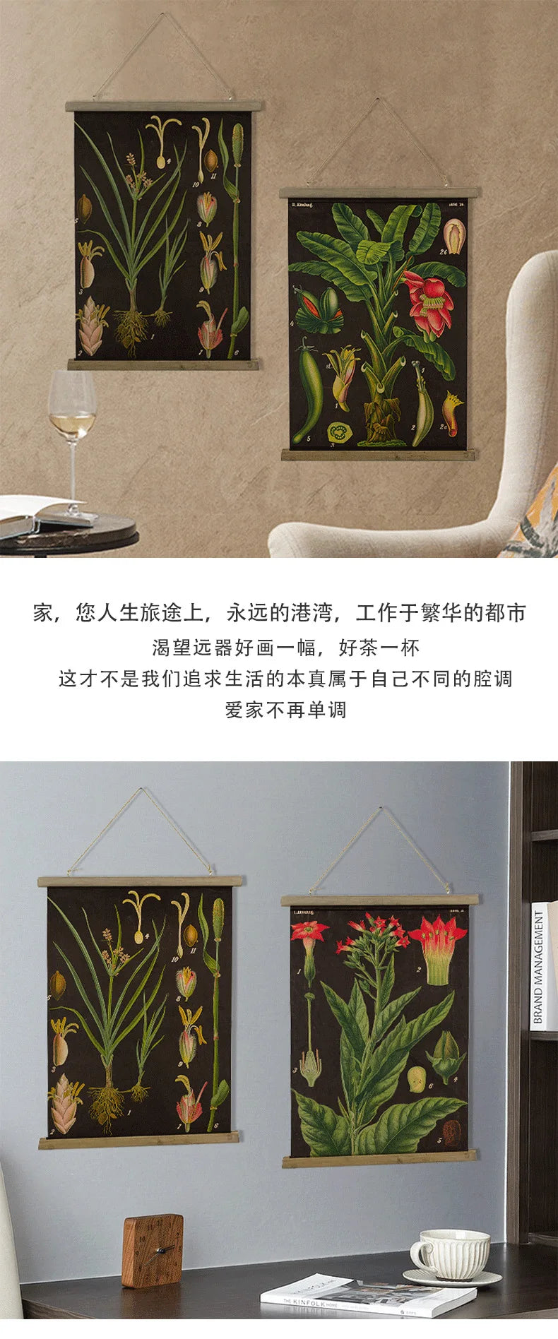 Botanical Flower Decoration Painting Old Craft Painting Living Room