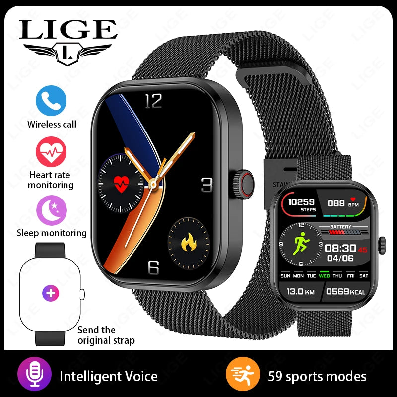 LIGE Fashion Women Smart Watch For Men 2.01-inch HD Large