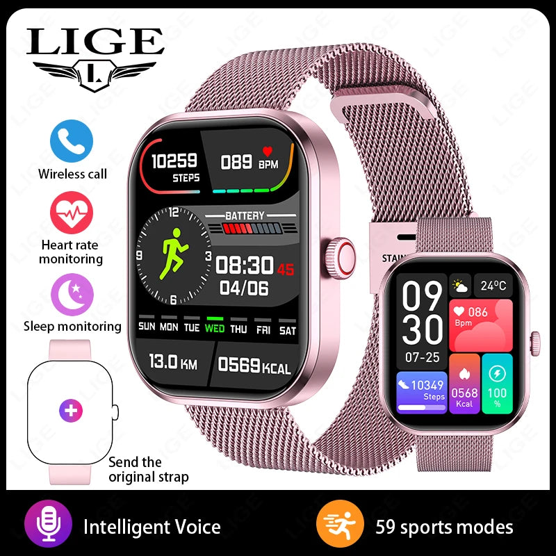 LIGE Fashion Women Smart Watch For Men 2.01-inch HD Large