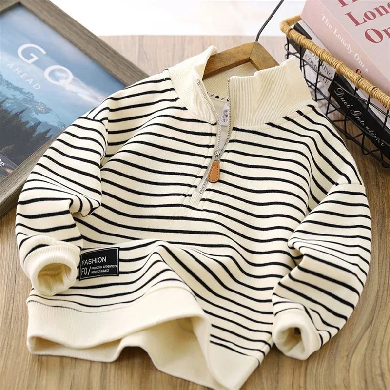 Boys Stripes Sweatshirt Coats Spring Autumn Girls Casual