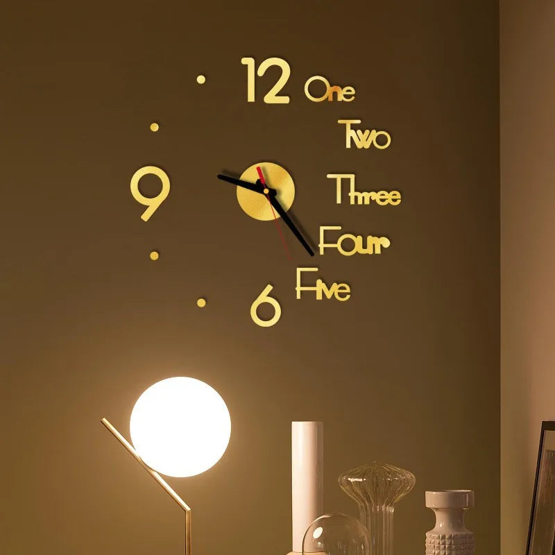 3D Wall Clocks Luminous DIY Acrylic Mirror Wall Stickers for Home