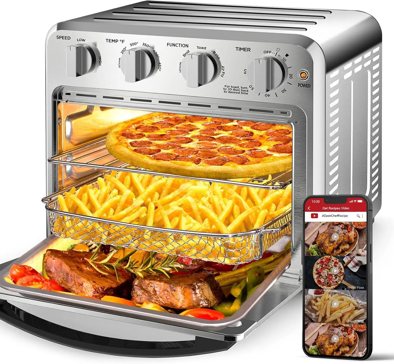 Air Fryer Toaster Oven, 4 Slice Toaster Airfryer Countertop Oven