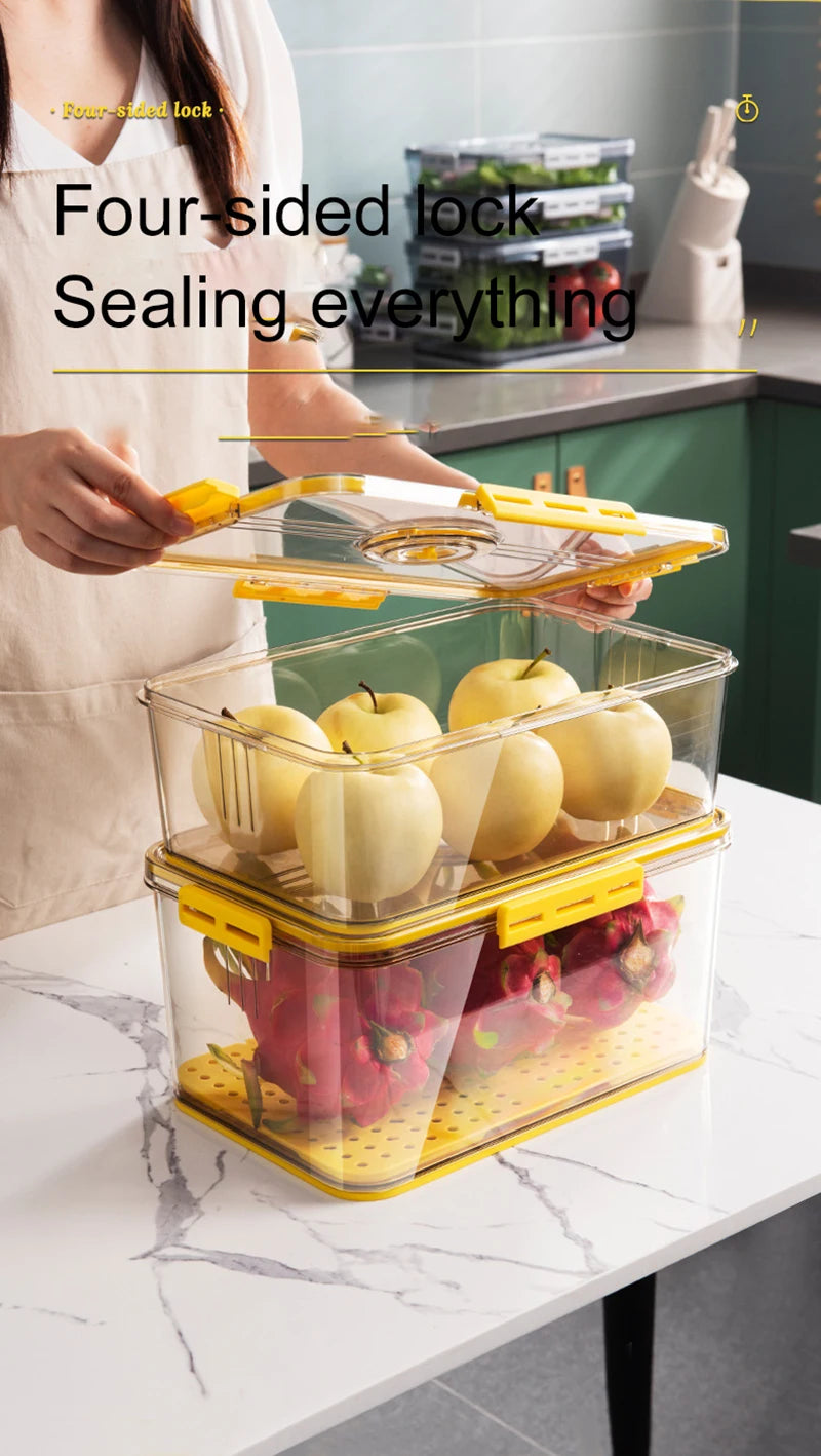 Kitchen Refrigerator Storage Box, Food Grade, PET Plastic, Transparent