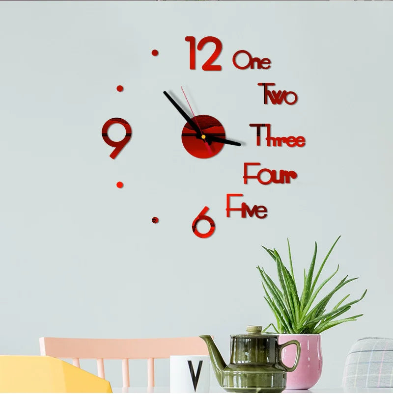 3D Wall Clocks Luminous DIY Acrylic Mirror Wall Stickers for Home