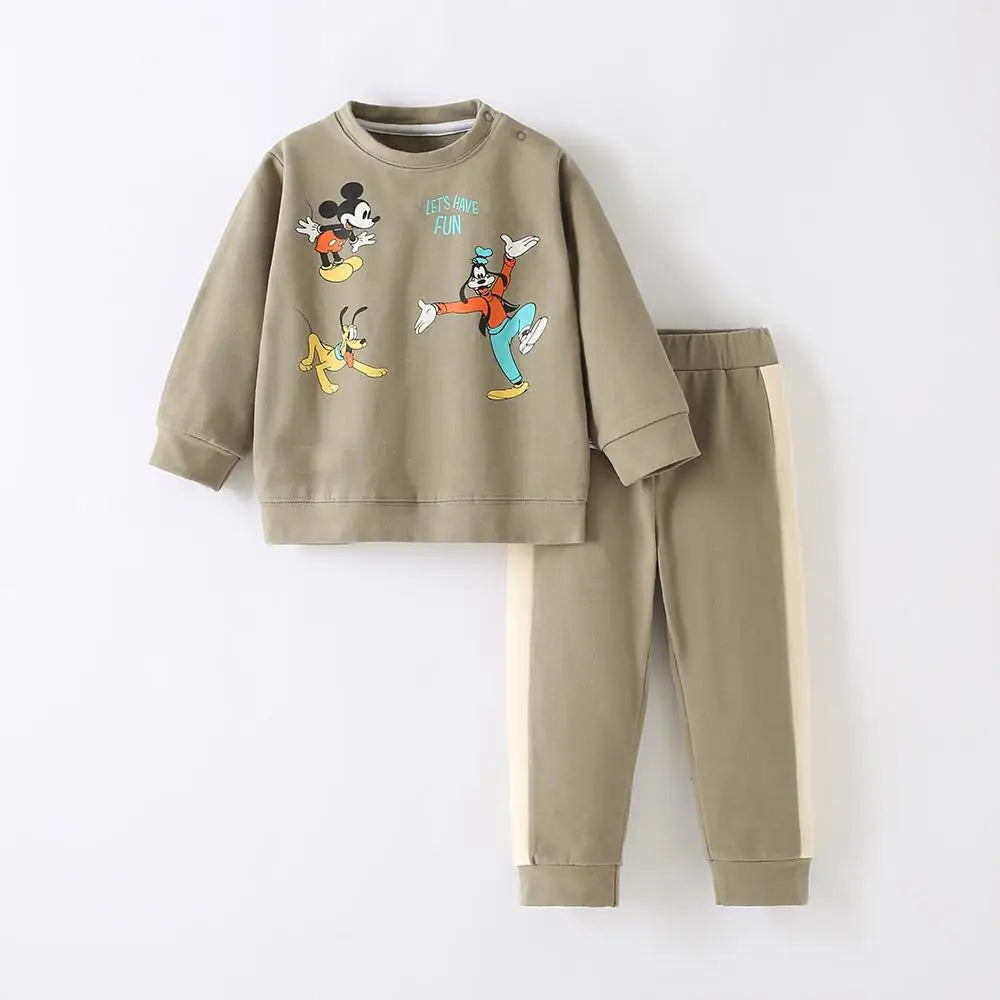 Mickey Printed Children's Long Sleeve Suit Sweatshirt + Trousers