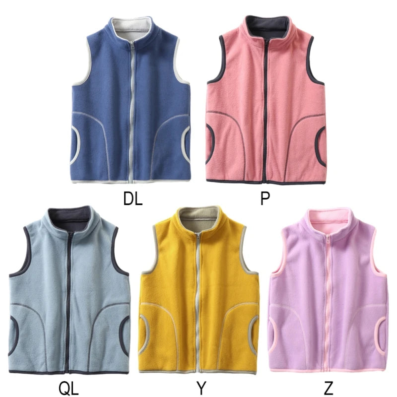 Children Warm Thicken Vest Solid Baby Waistcoat Fleece Kids