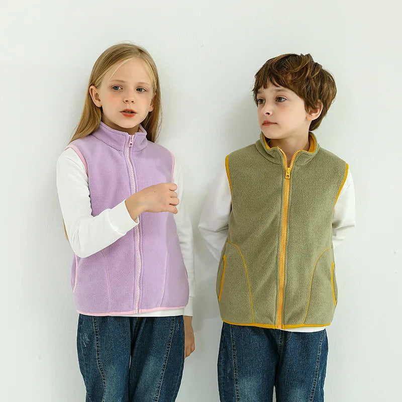 Children Warm Thicken Vest Solid Baby Waistcoat Fleece Kids