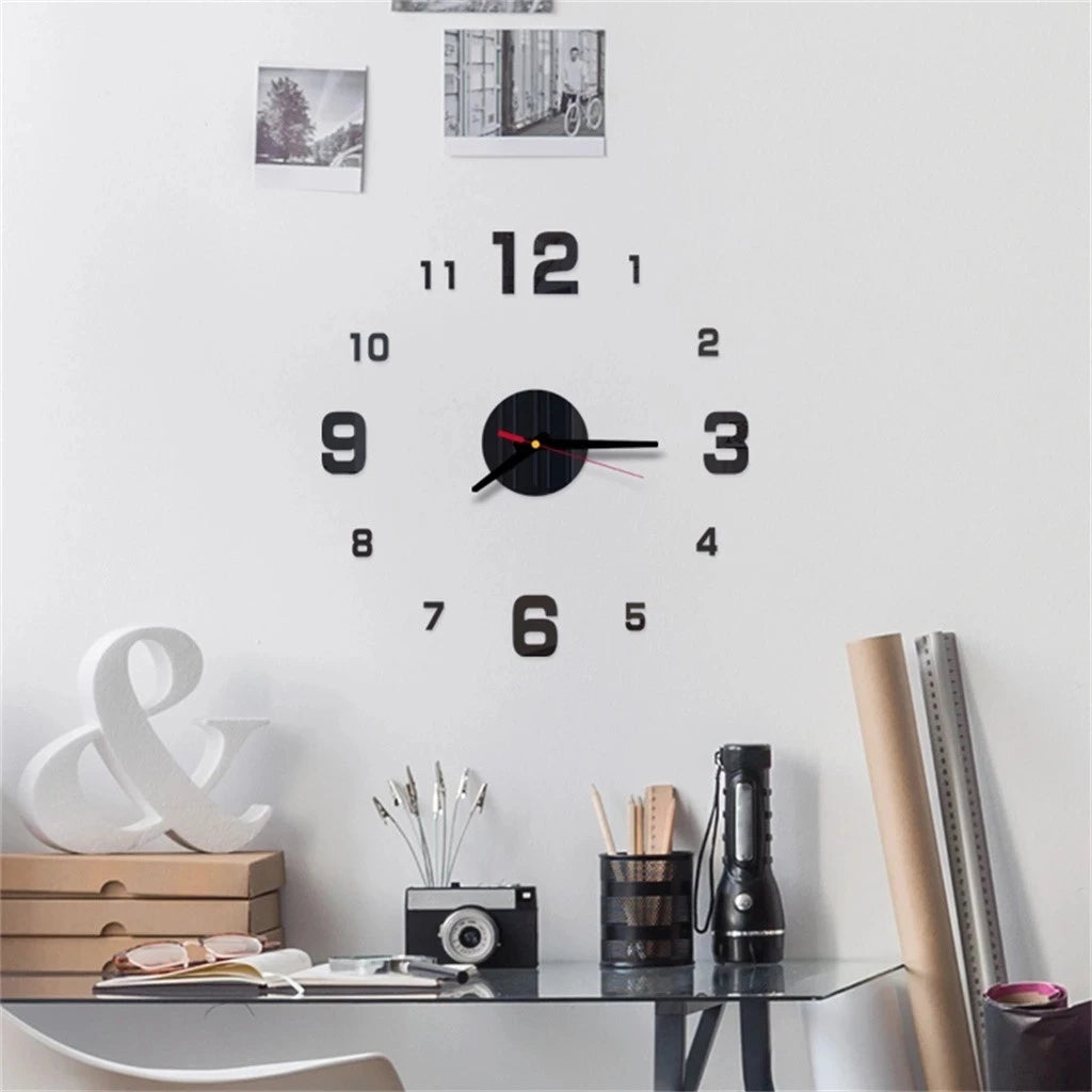 3D Wall Clocks Luminous DIY Acrylic Mirror Wall Stickers for Home