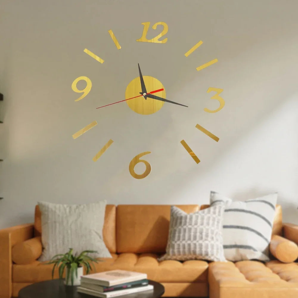 3D Wall Clocks Luminous DIY Acrylic Mirror Wall Stickers for Home