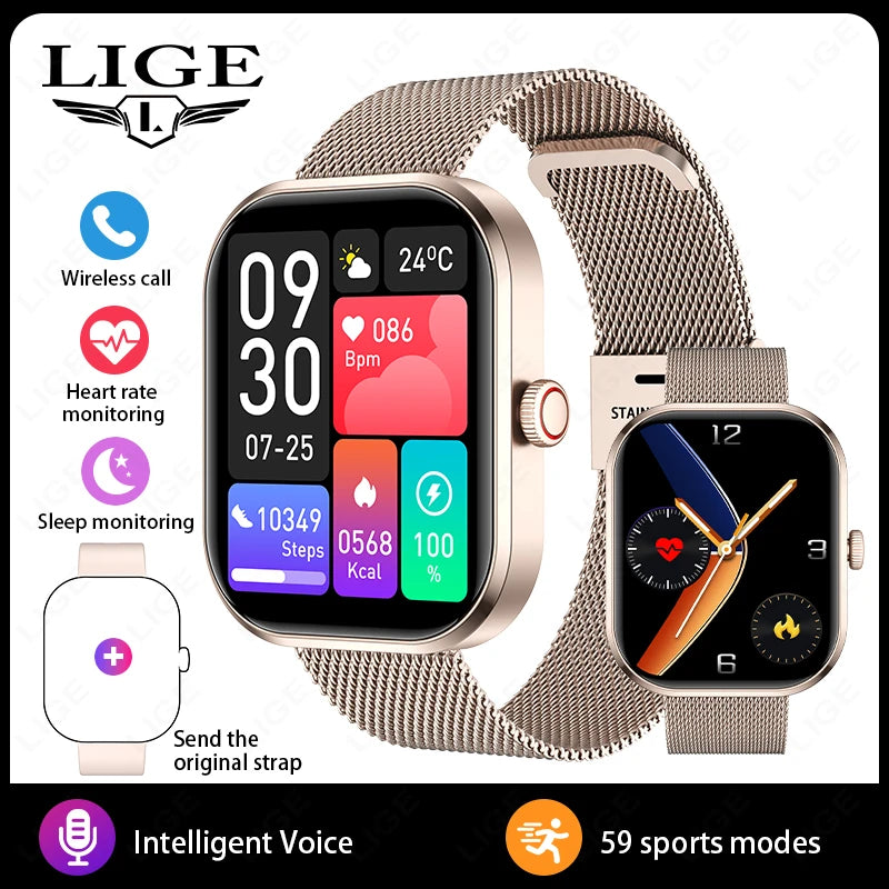 LIGE Fashion Women Smart Watch For Men 2.01-inch HD Large