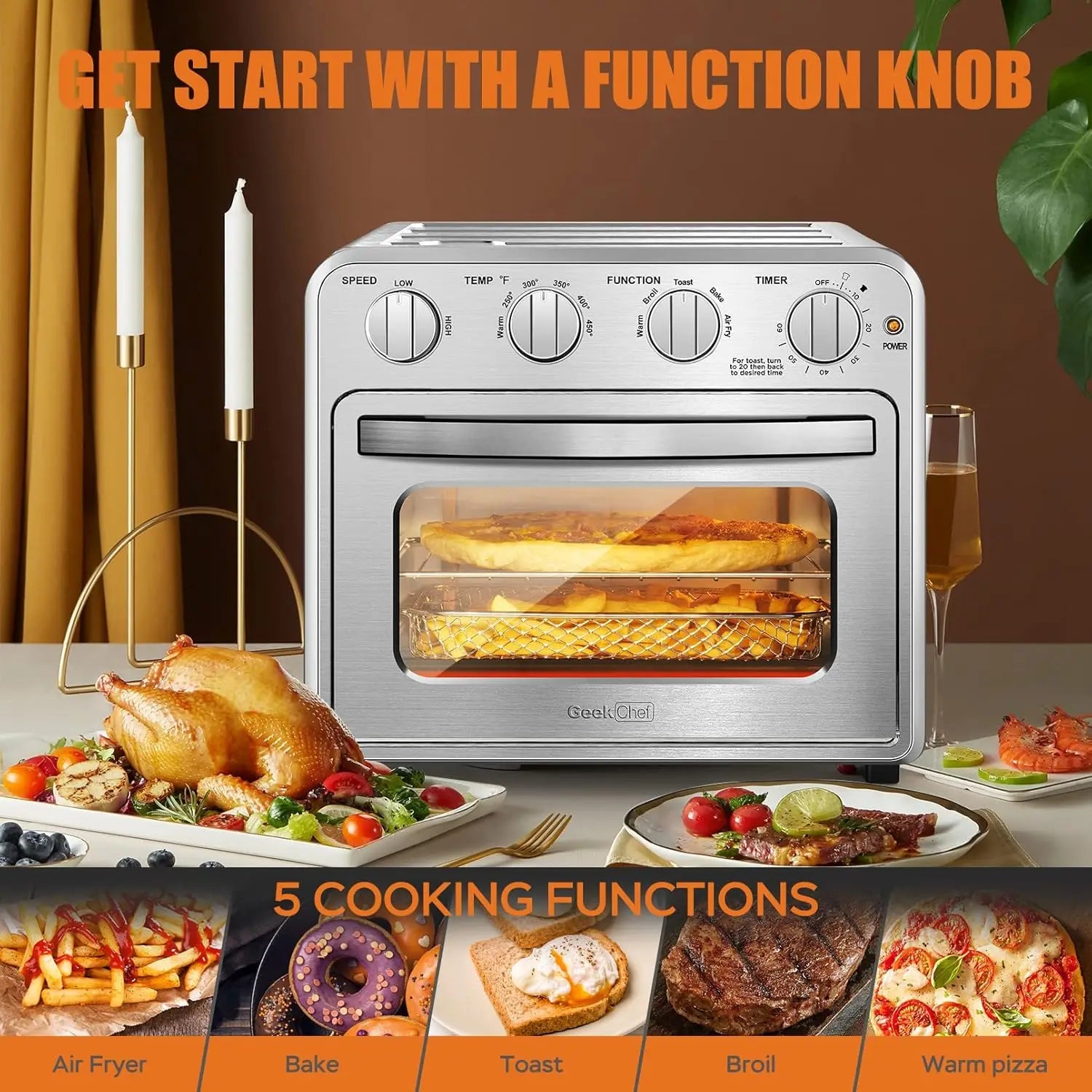 Air Fryer Toaster Oven, 4 Slice Toaster Airfryer Countertop Oven