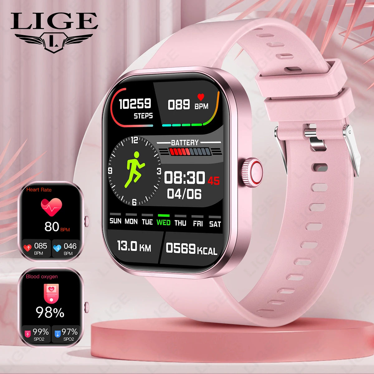 LIGE Fashion Women Smart Watch For Men 2.01-inch HD Large