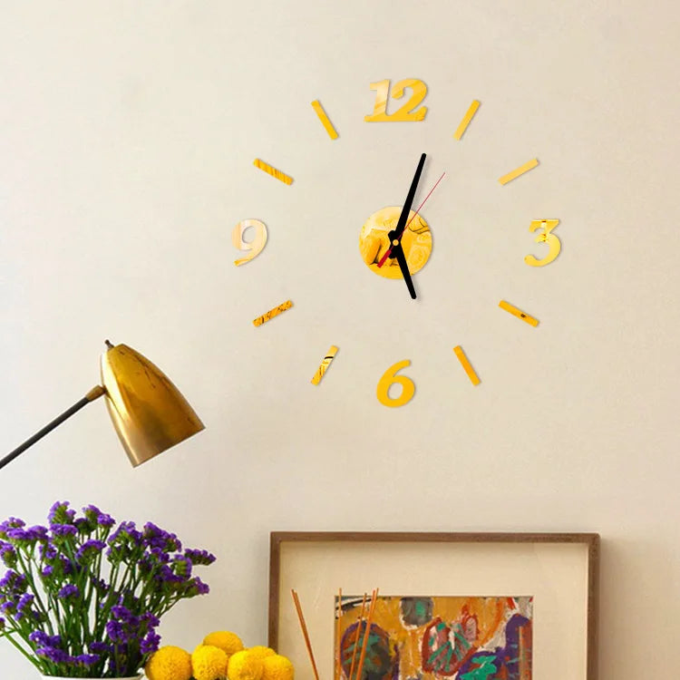 3D Wall Clocks Luminous DIY Acrylic Mirror Wall Stickers for Home