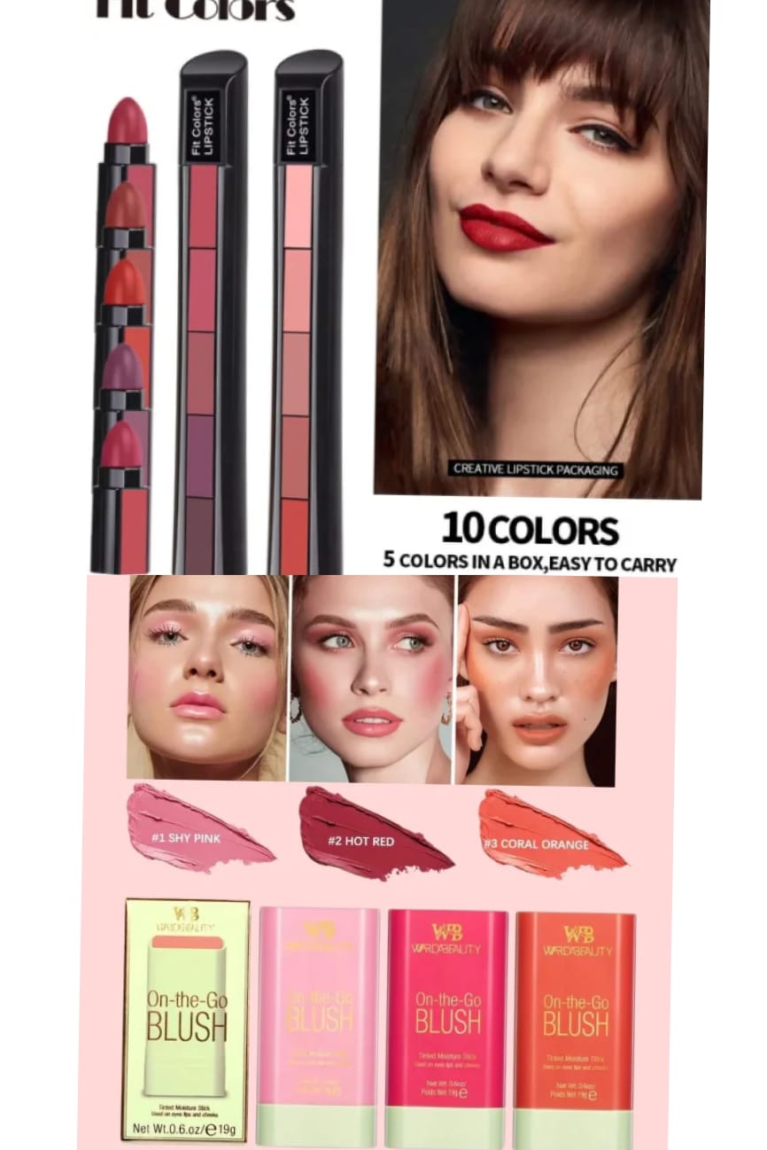 Pixi Blush Stick Combo with 5 in 1 Lipsticks